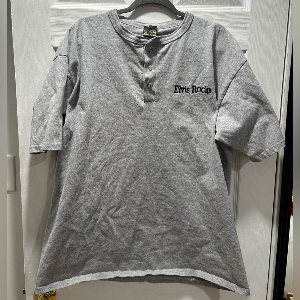 Elvis Rocks Gray Henley Shirt 2012